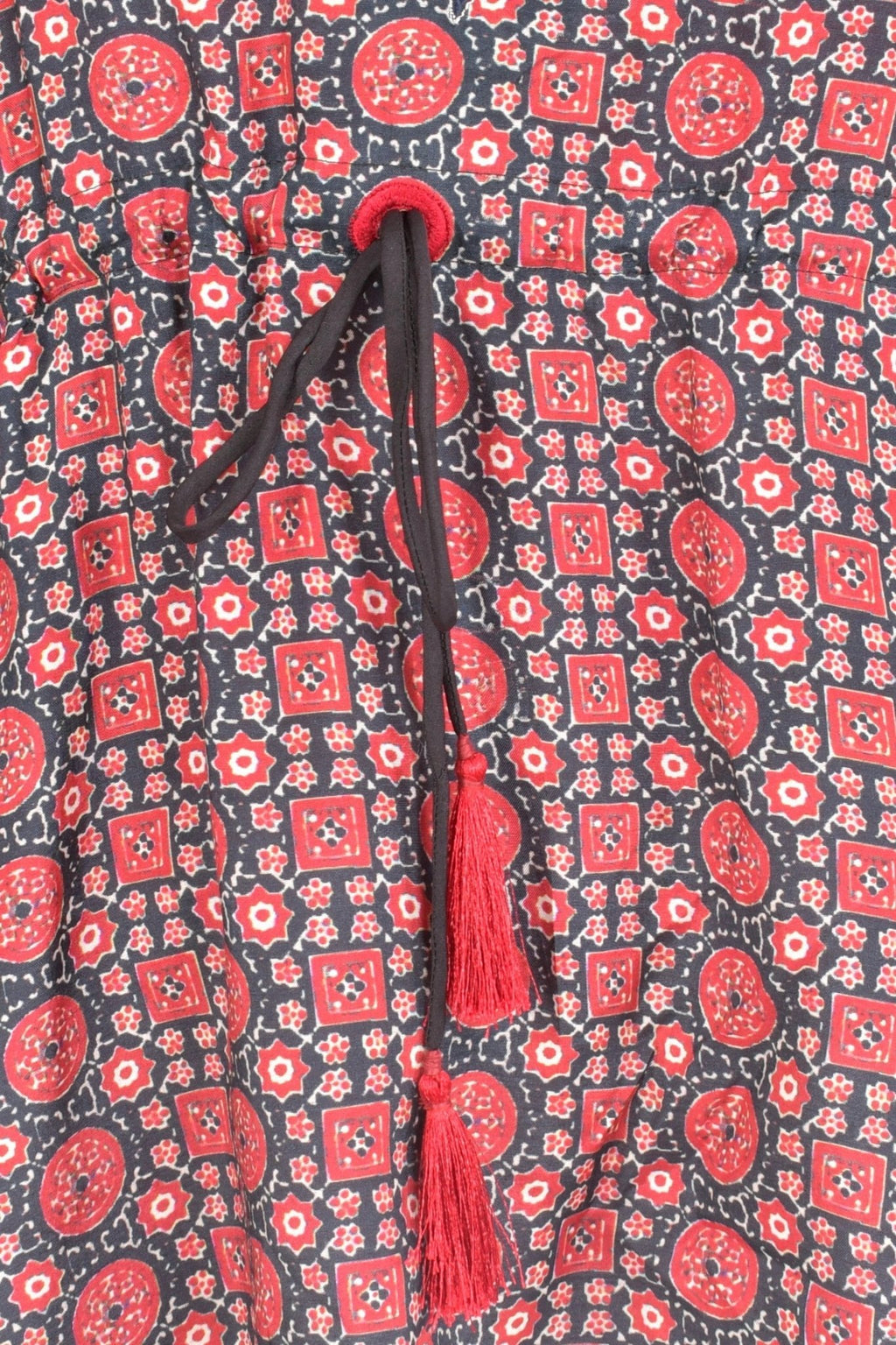 Yana Embroidered Ajrakh Kaftan Top by Raas