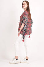 Yana Embroidered Ajrakh Kaftan Top by Raas