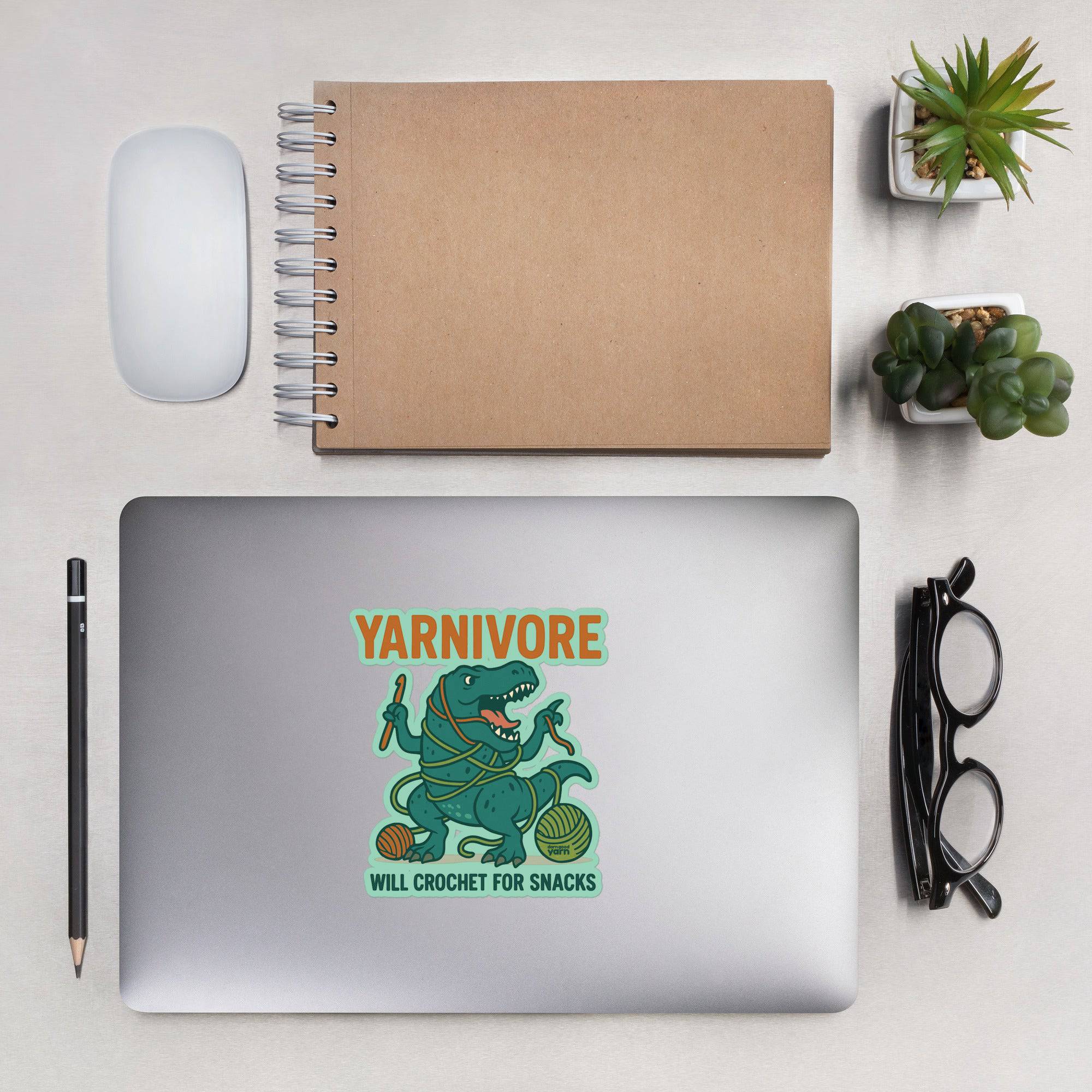 🦖 Yarnivore Sticker – Will Crochet for Snacks Bubble - free stickers La Vie Bien 🦖 Yarnivore Sticker – Will Crochet for Snacks Bubble - free stickers