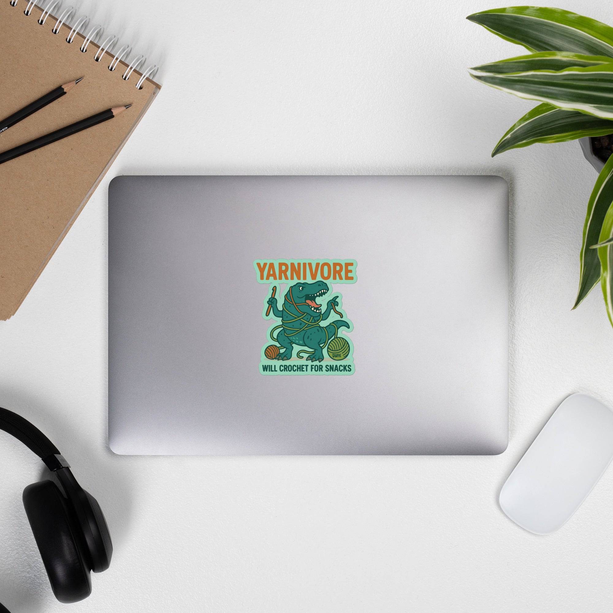 🦖 Yarnivore Sticker – Will Crochet for Snacks Bubble - free stickers La Vie Bien 🦖 Yarnivore Sticker – Will Crochet for Snacks Bubble - free stickers