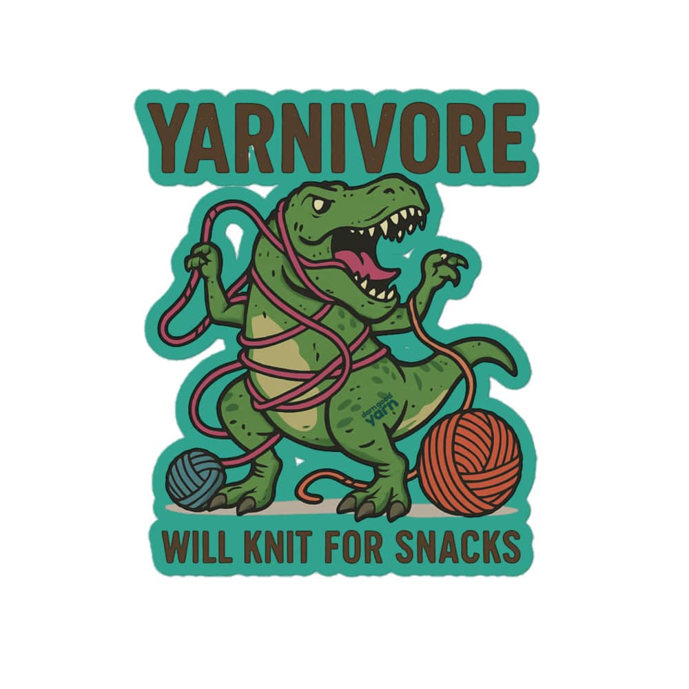 🦖 Yarnivore Sticker – Will Knit for Snacks Bubble - free stickers La Vie Bien 🦖 Yarnivore Sticker – Will Knit for Snacks Bubble - free stickers