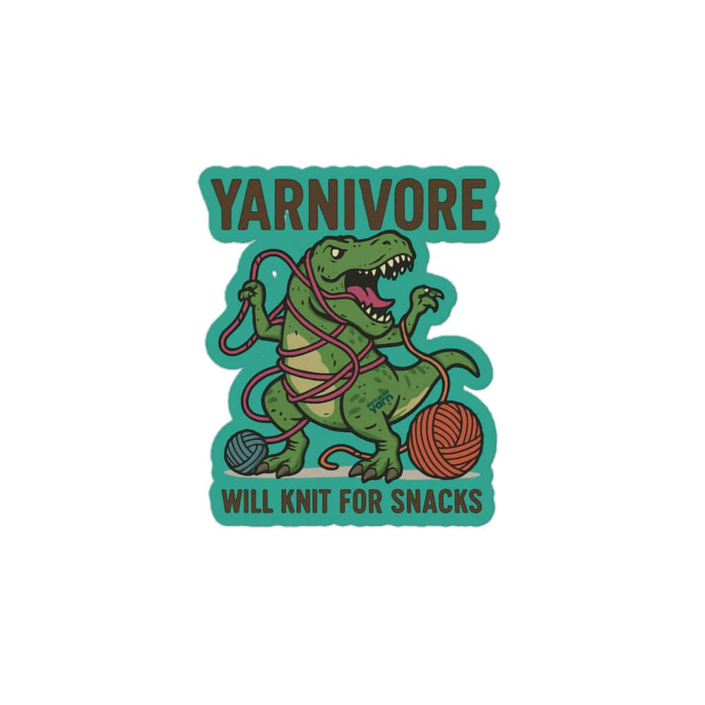 🦖 Yarnivore Sticker – Will Knit for Snacks Bubble - free stickers La Vie Bien 🦖 Yarnivore Sticker – Will Knit for Snacks Bubble - free stickers