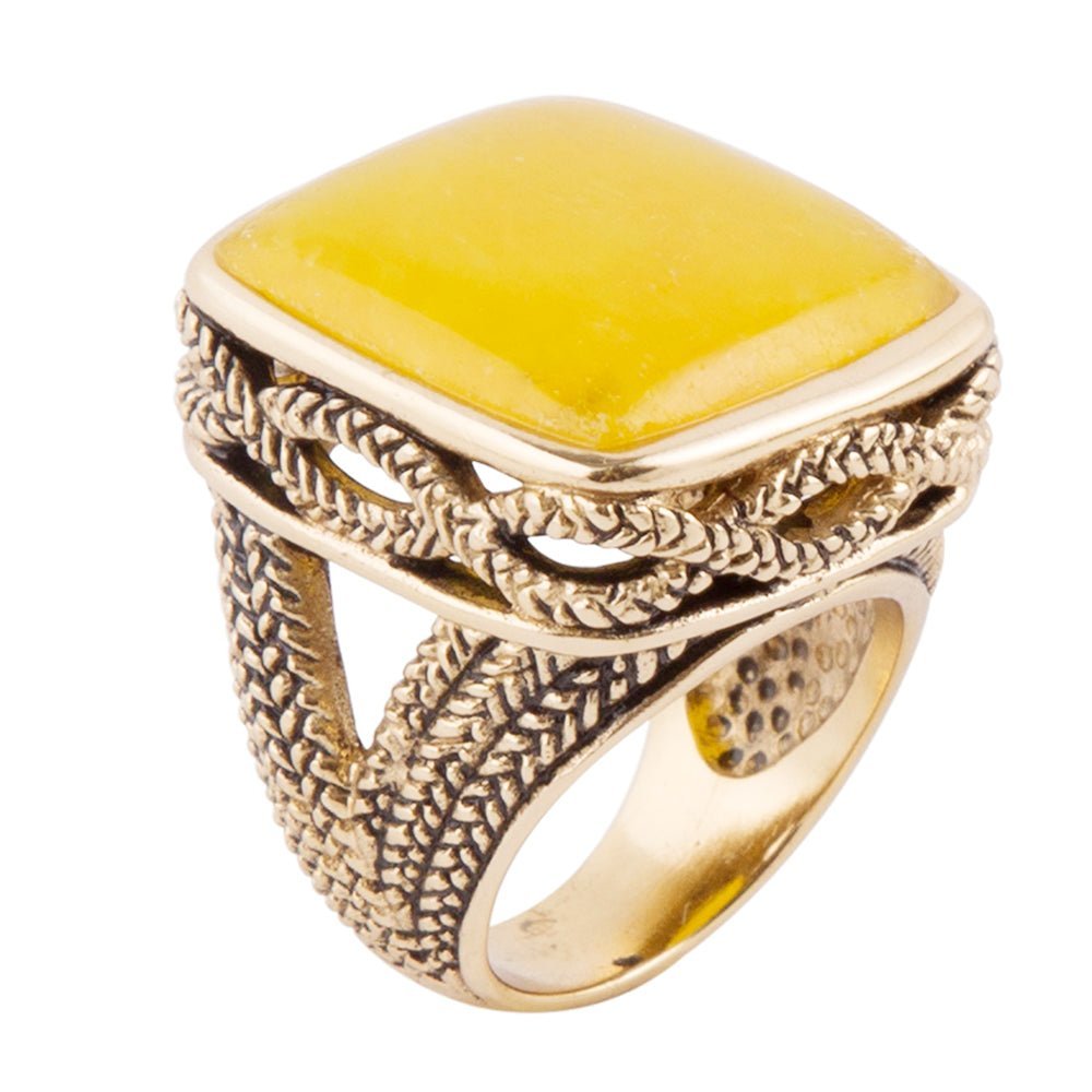 Yellow Agate and Golden Statement Ring Rings La Vie Bien Yellow Agate and Golden Statement Ring