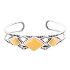 Yellow Agate and Sterling Silver Cuff Bracelet by Barse Jewelry