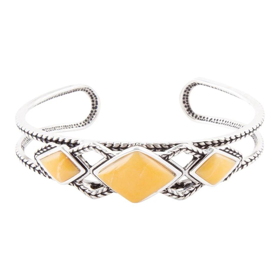 Yellow Agate and Sterling Silver Cuff Bracelet by Barse Jewelry