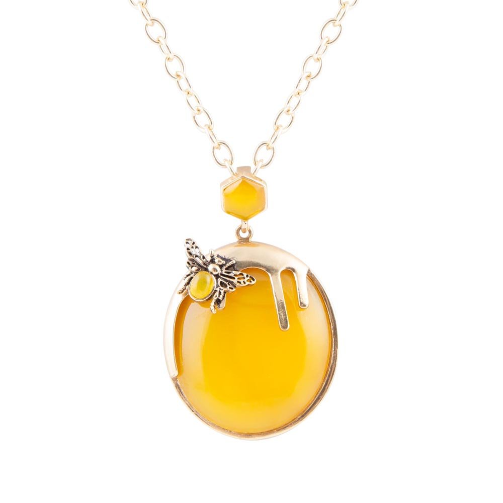 Yellow Agate Honey Drip Golden Necklace
