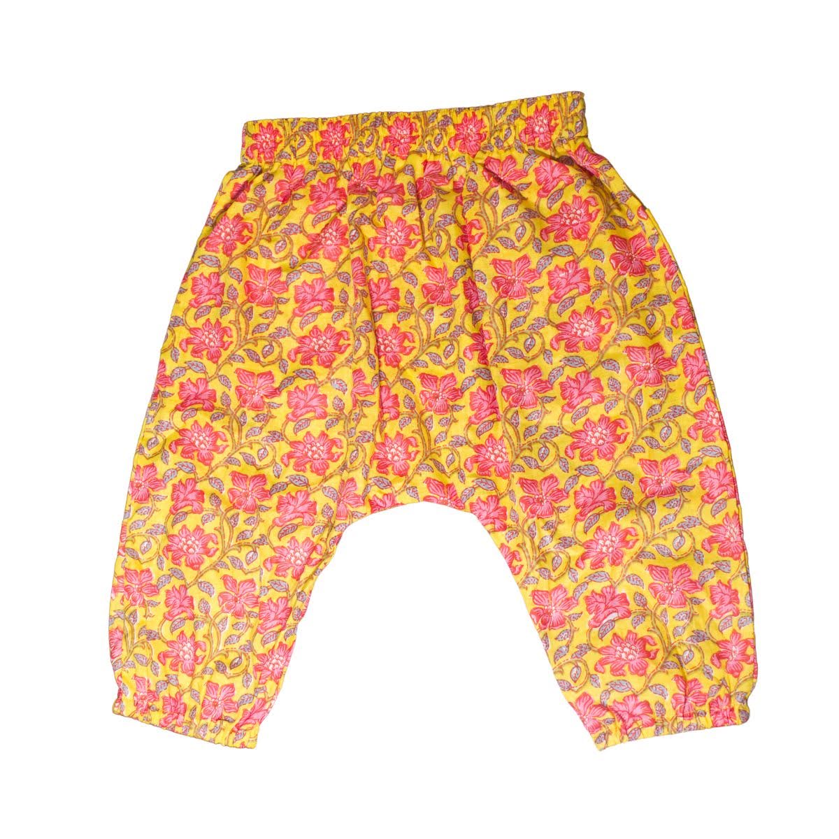 Yellow and Pink Floral Harem Pants Baby Pants La Vie Bien Yellow and Pink Floral Harem Pants
