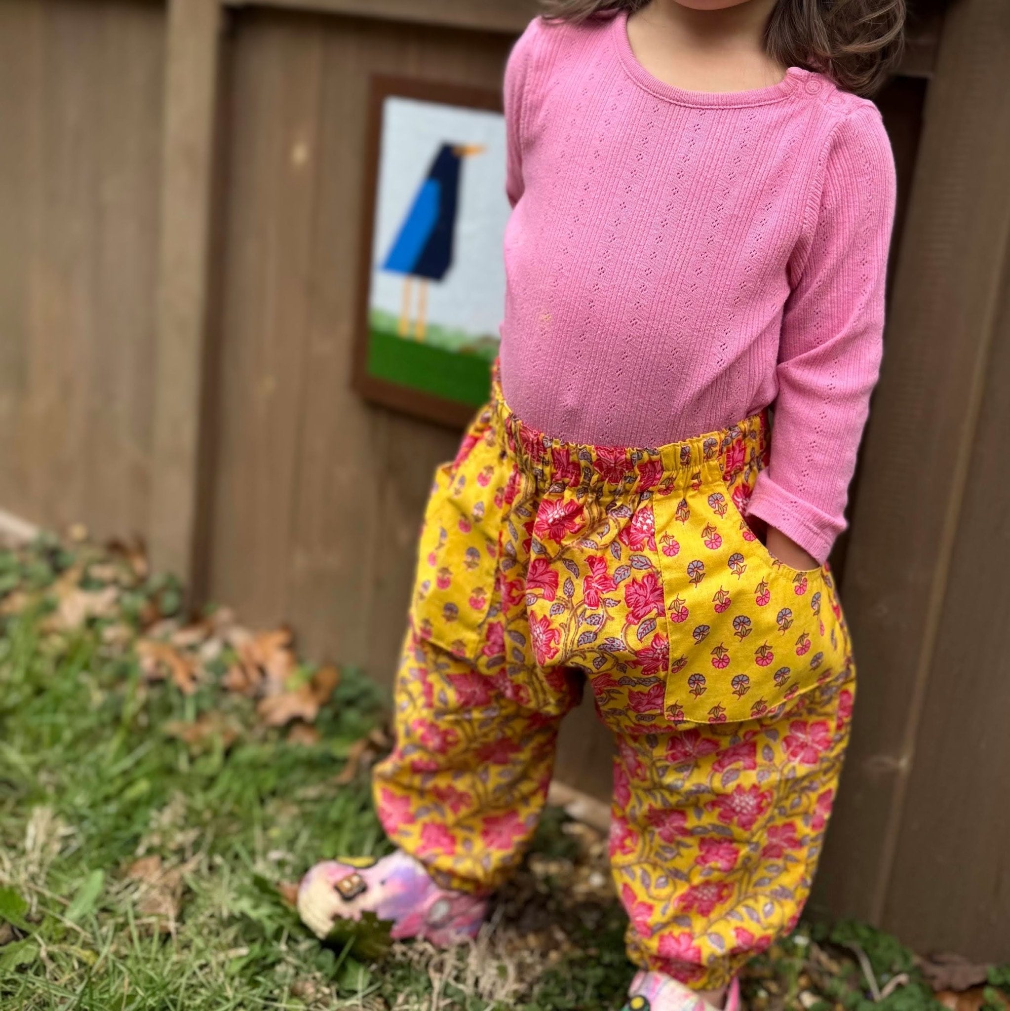 Yellow and Pink Floral Harem Pants Baby Pants La Vie Bien Yellow and Pink Floral Harem Pants
