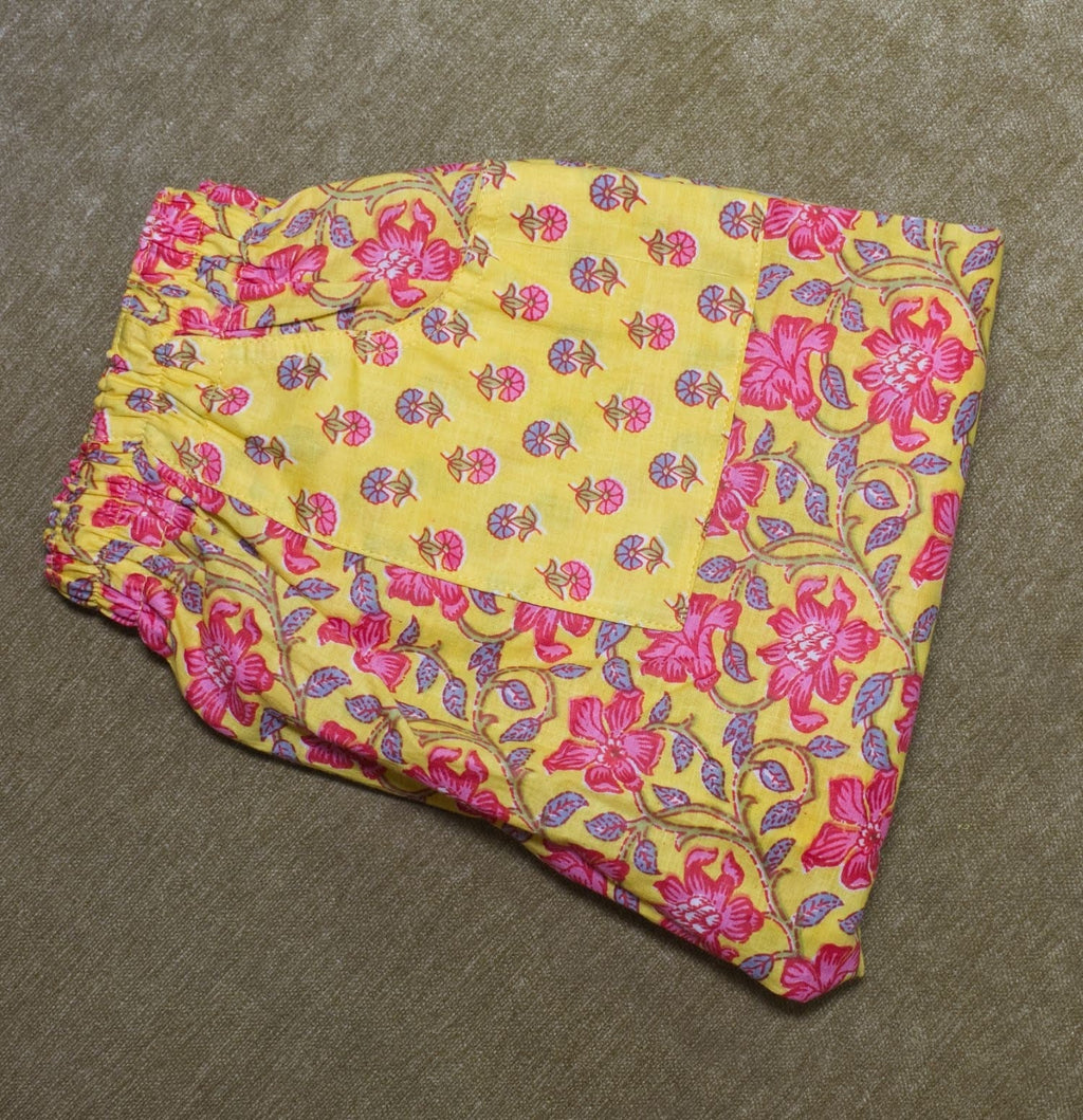 Yellow and Pink Floral Harem Pants Baby Pants La Vie Bien Yellow and Pink Floral Harem Pants