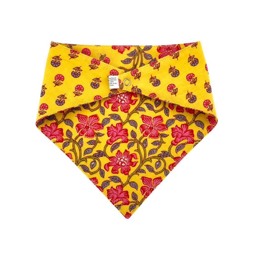 Yellow Floral Reversible Baby Bib Baby Bib La Vie Bien Yellow Floral Reversible Baby Bib