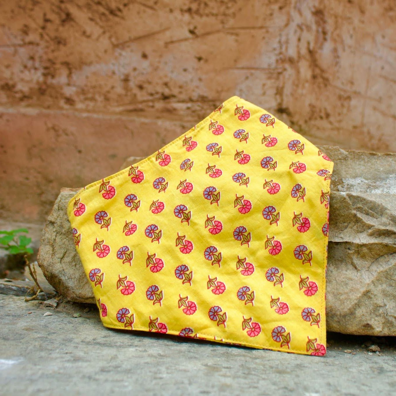 Yellow Floral Reversible Baby Bib Baby Bib La Vie Bien Yellow Floral Reversible Baby Bib