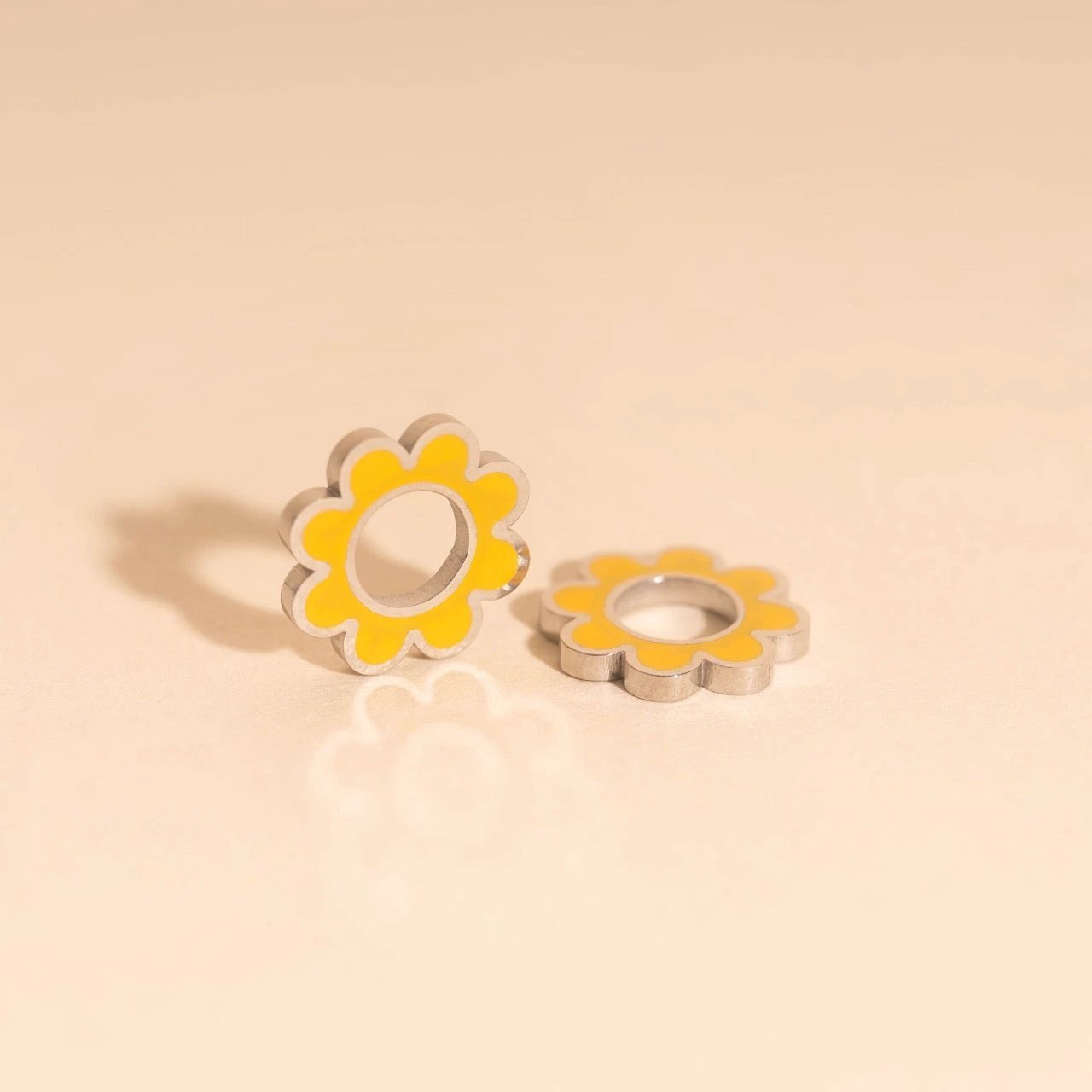 Yellow Flower Huggie Hoop Charms by Oh Clementine