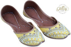 Yellow Leather Punjabi Jutti with Zardosi Work | Indian Mojari Shoes| Women's Khussa | Indian Ballet Flats Jutti La Vie Bien Yellow Leather Punjabi Jutti with Zardosi Work | Indian Mojari Shoes| Women's Khussa | Indian Ballet Flats