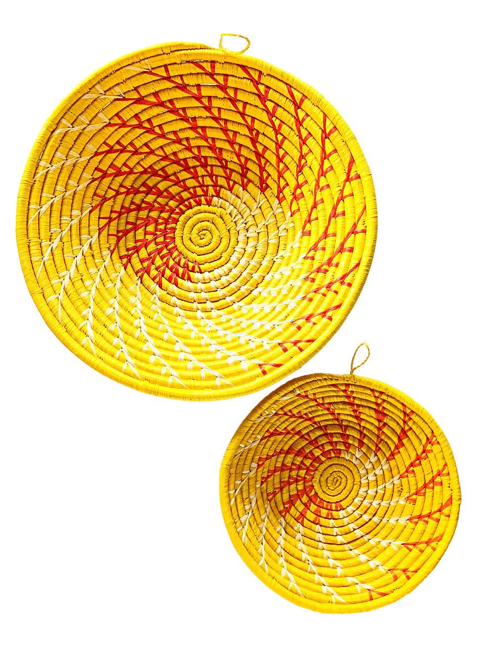 Yellow Woven African Wall Baskets Set of 2 La Vie Bien Yellow Woven African Wall Baskets Set of 2