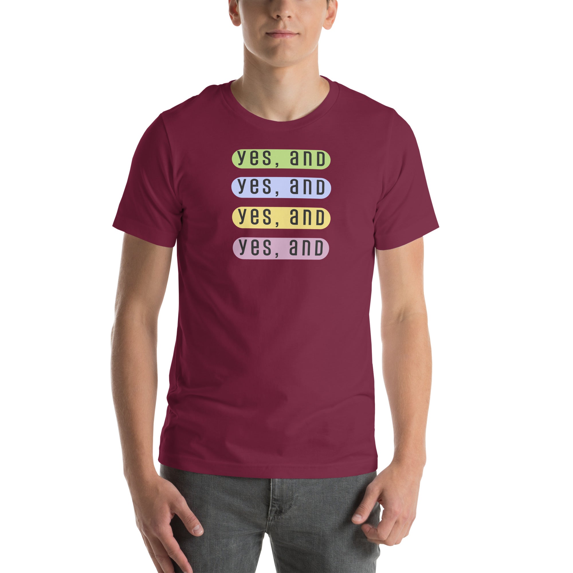 Yes, And improv mod design Unisex t-shirt