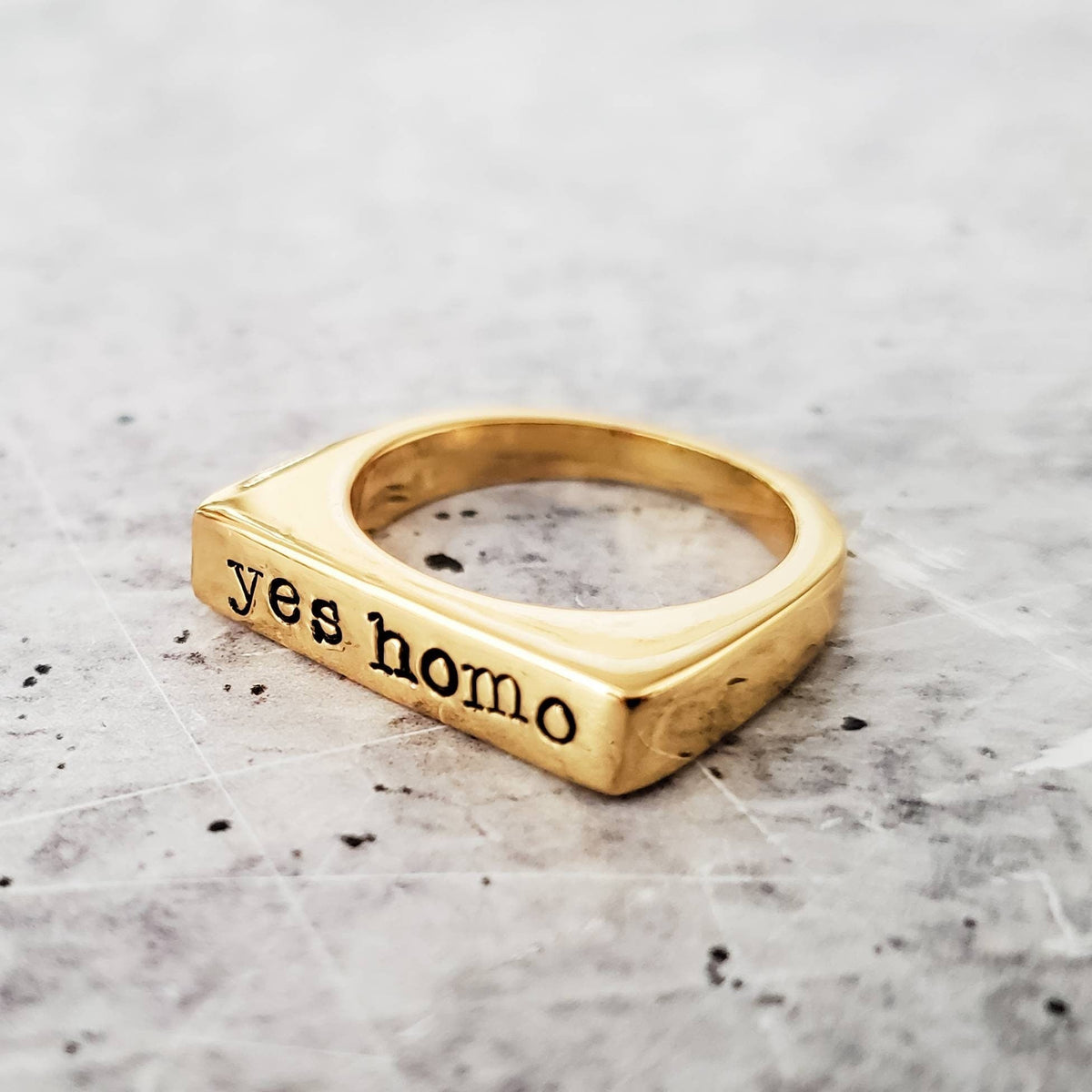 Yes Homo Gold or Silver Pride Ring Finger Rings La Vie Bien Yes Homo Gold or Silver Pride Ring