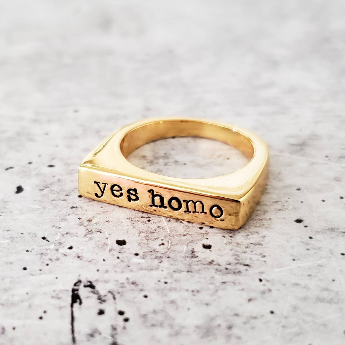 Yes Homo Gold or Silver Pride Ring Finger Rings La Vie Bien Yes Homo Gold or Silver Pride Ring