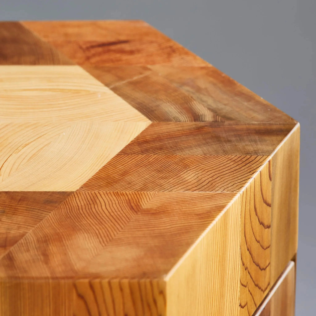 Jindai Cedar Stool - Yosegi Pair Stool Edition by Yoshiaki Ito Design