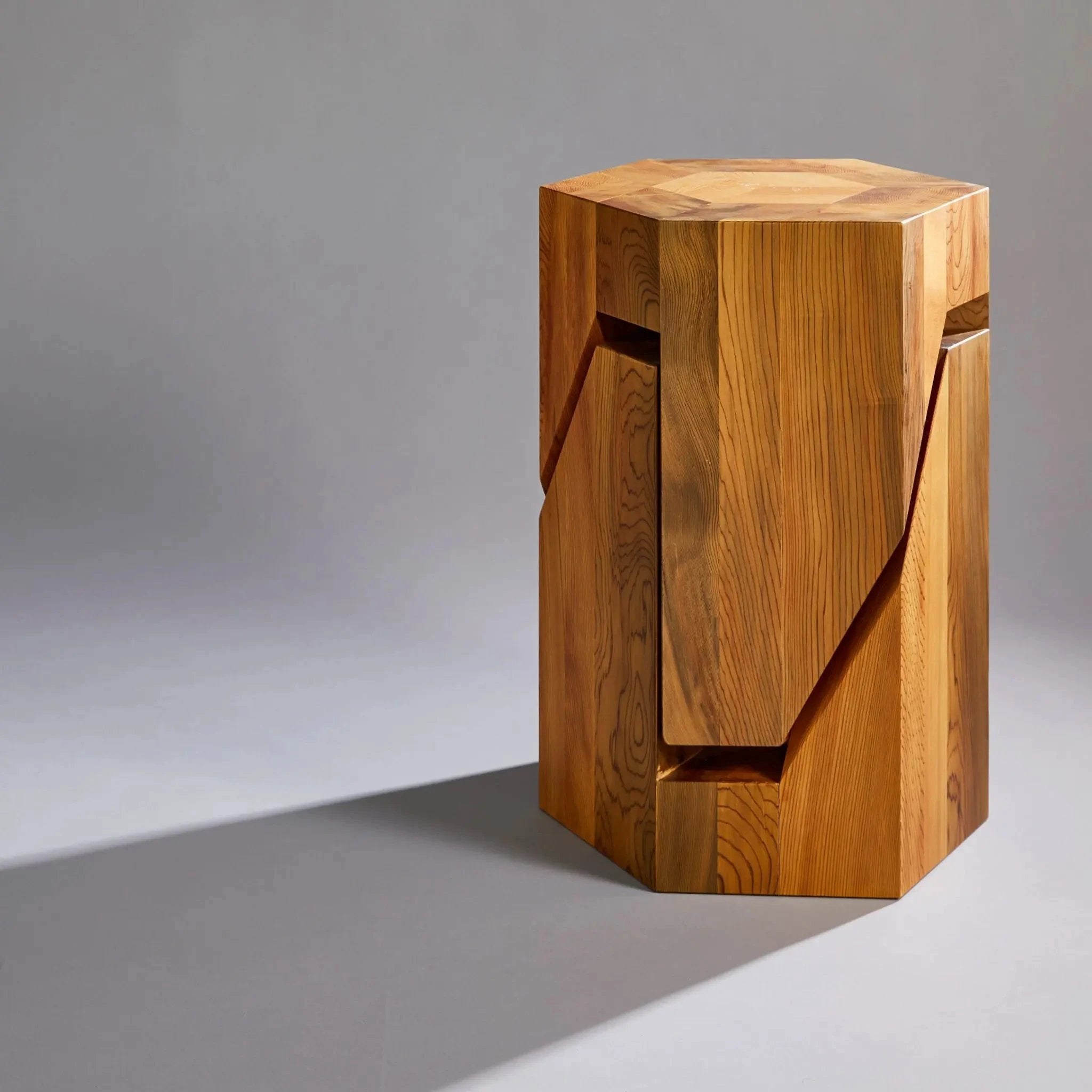 Jindai Cedar Stool - Yosegi Pair Stool Edition by Yoshiaki Ito Design