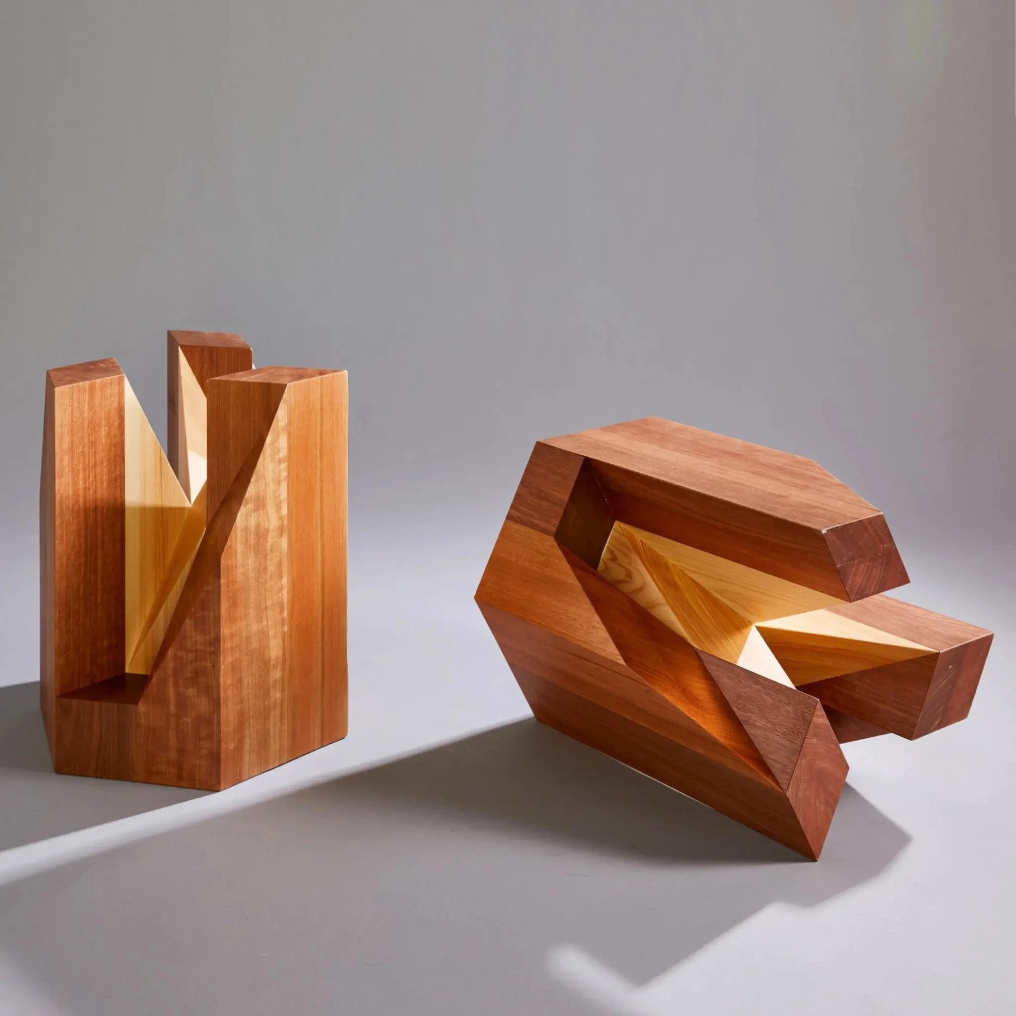 Yosegi Wood Stool Pair - Japanese Craftsmanship by Yoshiaki Ito Design