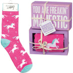 You Are Freakin' Majestic Unicorn Box Sign And Socks Giftable Set | Gift for Her by The Bullish Store