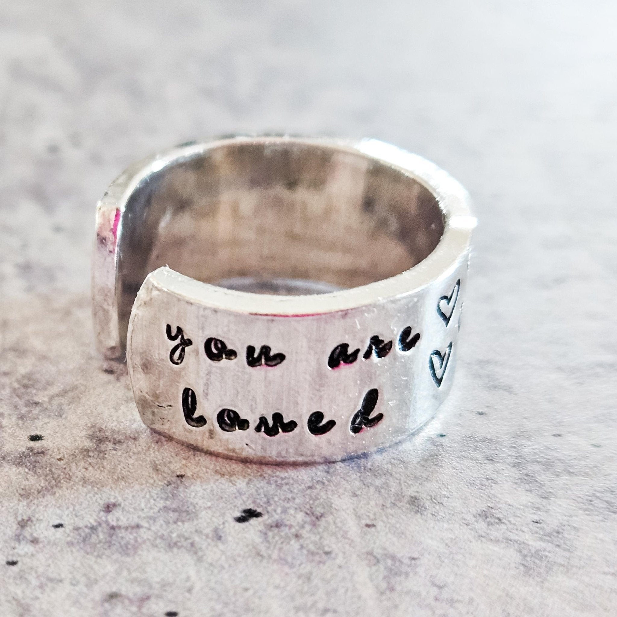 You Are Loved Sterling Silver or 14k Gold Filled Heart Ring Finger Rings La Vie Bien You Are Loved Sterling Silver or 14k Gold Filled Heart Ring