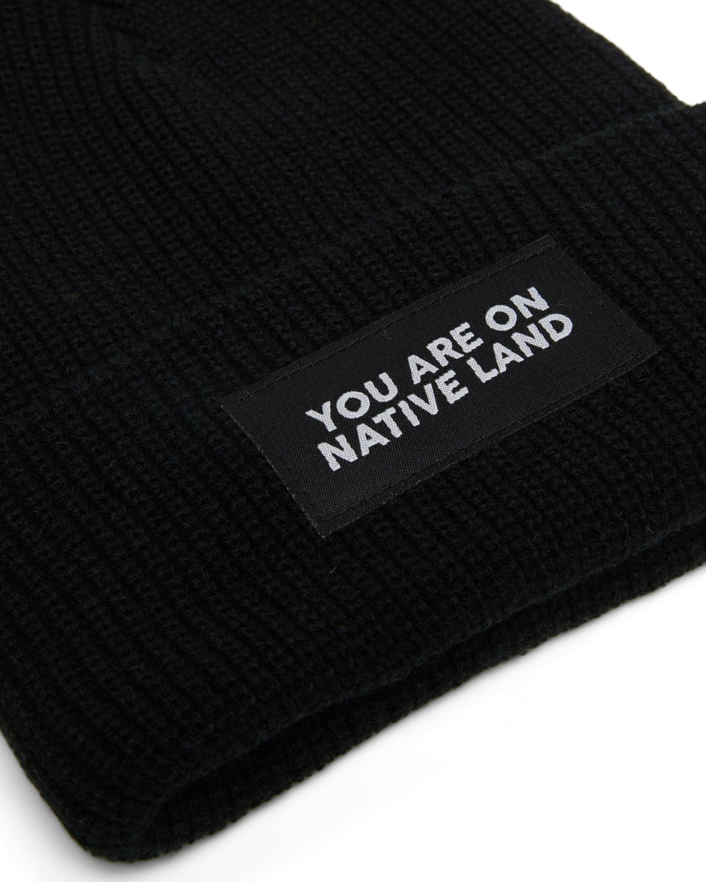 'YOU ARE ON NATIVE LAND' RIBBED BEANIE by Urban Native Era