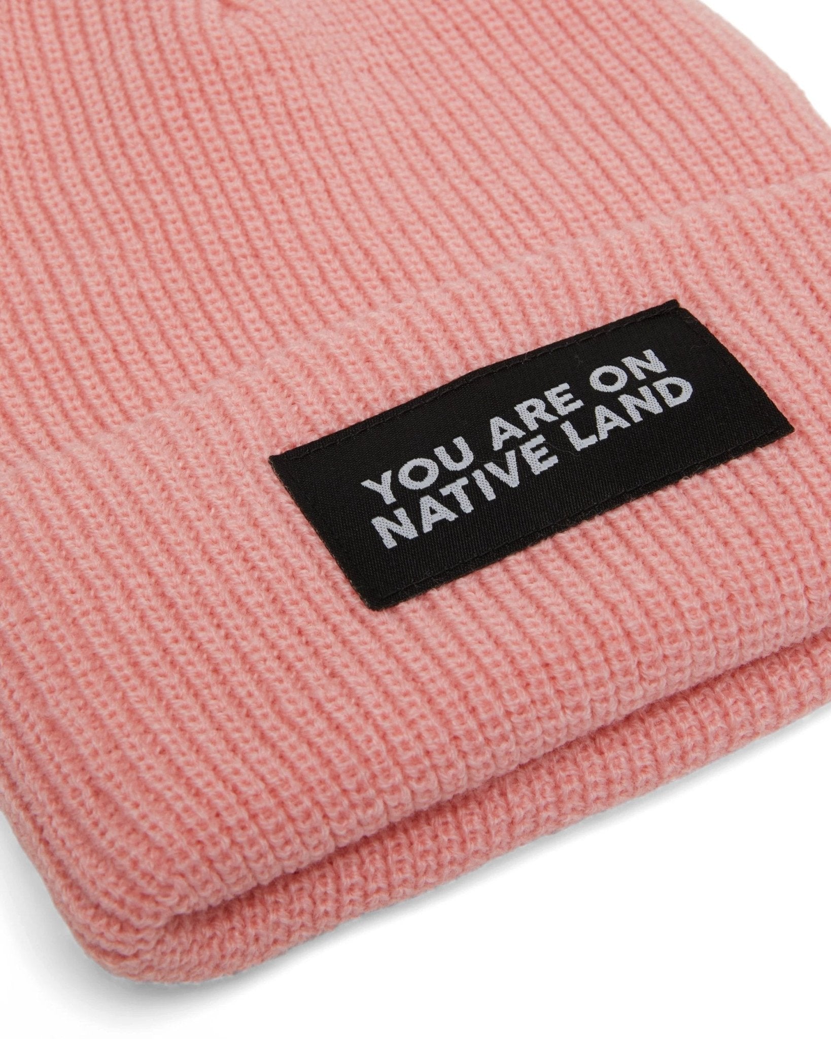 'YOU ARE ON NATIVE LAND' RIBBED BEANIE by Urban Native Era