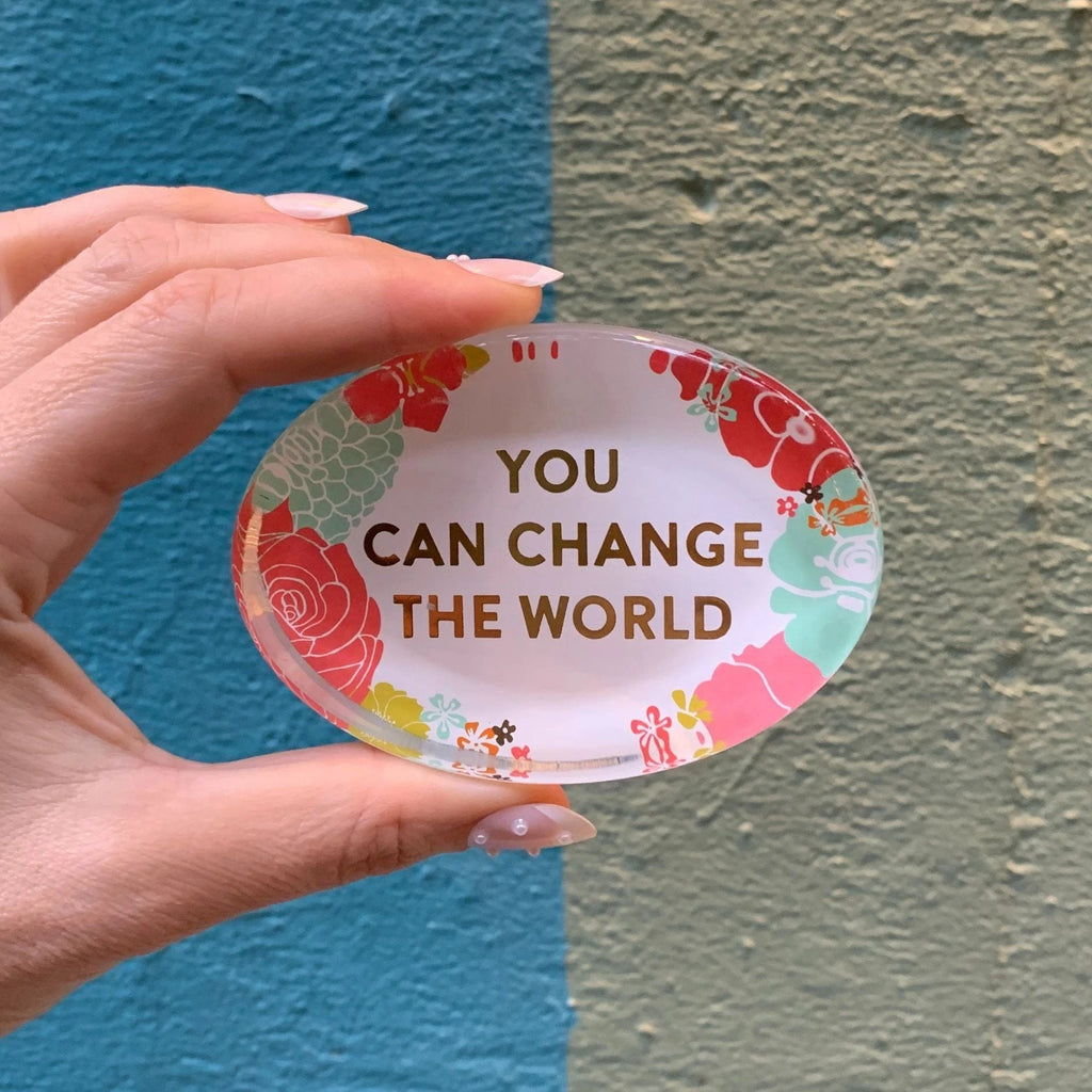 You Can Change The World Glass Paperweight by The Bullish Store