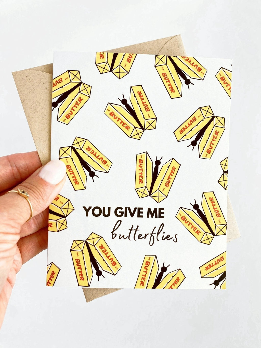 You Give Me Butterflies Funny Butter Valentine's Day Card by Five Dot Post