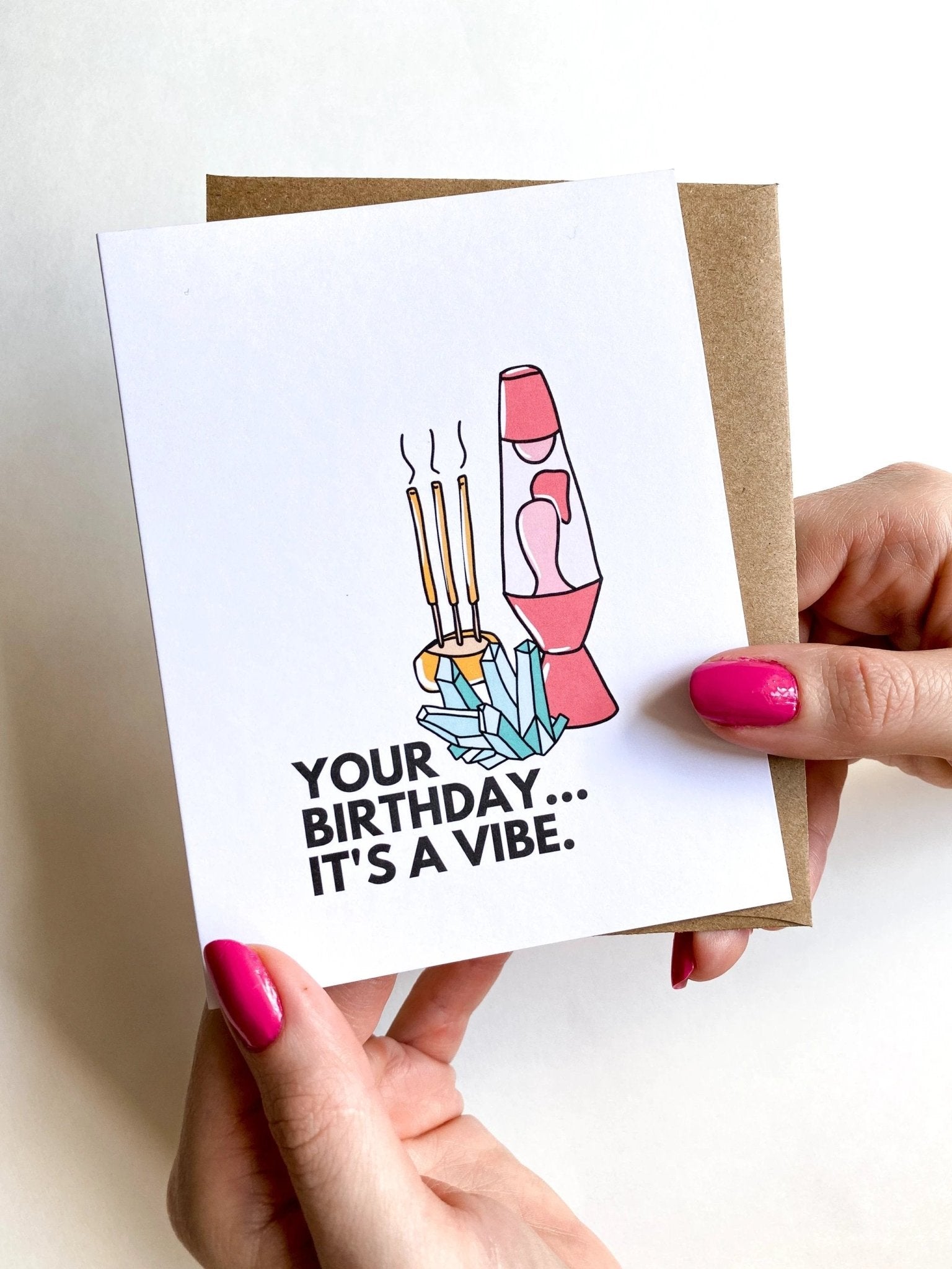 Your Birthday It's a Vibe Birthday Card Crystal Birthday Incense Birthday Card by Five Dot Post