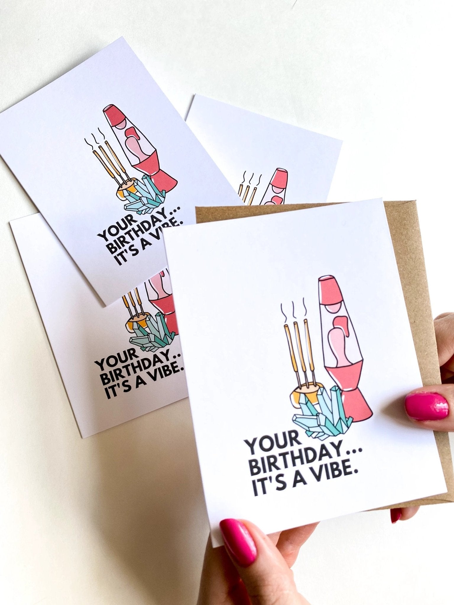 Your Birthday It's a Vibe Birthday Card Crystal Birthday Incense Birthday Card by Five Dot Post