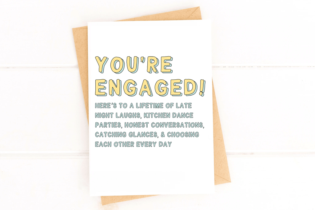 You're Engaged Here's to A Lifetime of Late Night Laughs by Five Dot Post