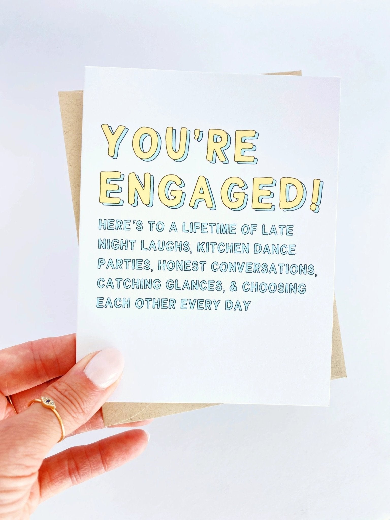 You're Engaged Here's to A Lifetime of Late Night Laughs by Five Dot Post