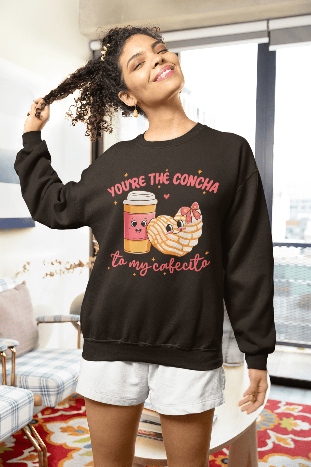 You're The Concha to My Cafecito Funny Pan Dulce Latino Valentine's Day Comfy Crewneck Sweater | Viva Mexico | 3 Colors Sweatshirt La Vie Bien You're The Concha to My Cafecito Funny Pan Dulce Latino Valentine's Day Comfy Crewneck Sweater | Viva Mexico | 3 Colors