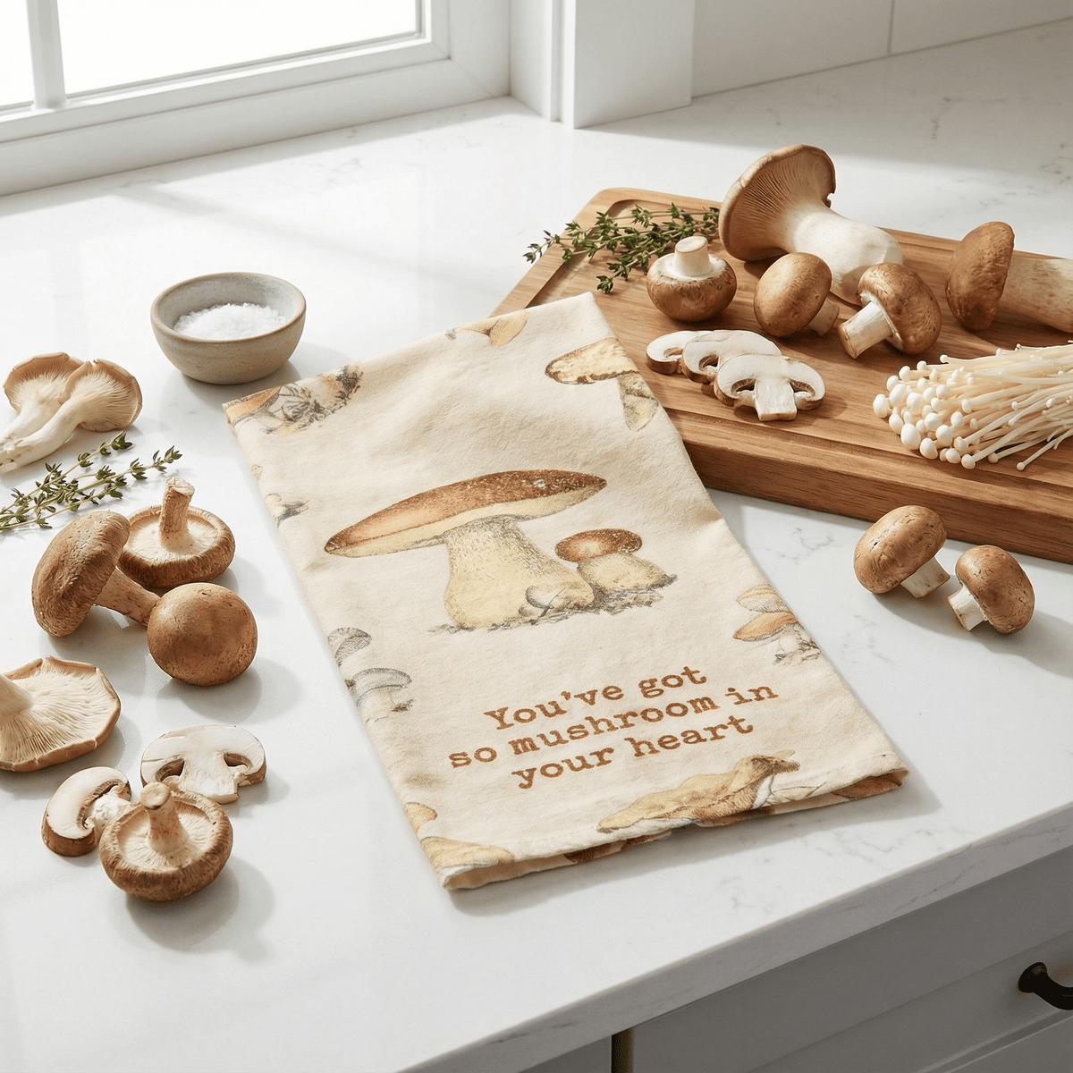 You've Got So Mushroom In Your Heart Funny Dish Cloth Towel | Cotton and Linen | Embroidered Text | 18" x 28" Dish Towel La Vie Bien You've Got So Mushroom In Your Heart Funny Dish Cloth Towel | Cotton and Linen | Embroidered Text | 18" x 28"