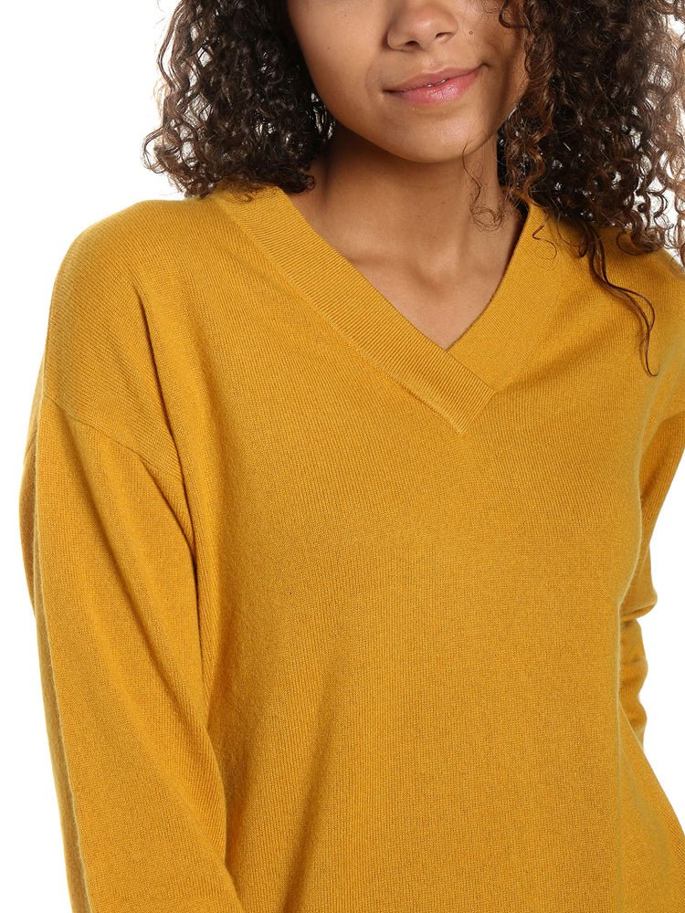 Zainuno Moizni Women's 100% Cashmere Deep V-Neck Sweater pullover-sweaters La Vie Bien Zainuno Moizni Women's 100% Cashmere Deep V-Neck Sweater