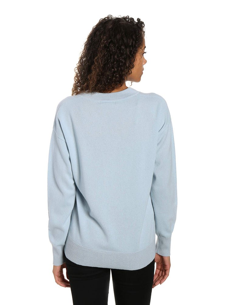 Zainuno Moizni Women's 100% Cashmere Deep V-Neck Sweater pullover-sweaters La Vie Bien Zainuno Moizni Women's 100% Cashmere Deep V-Neck Sweater