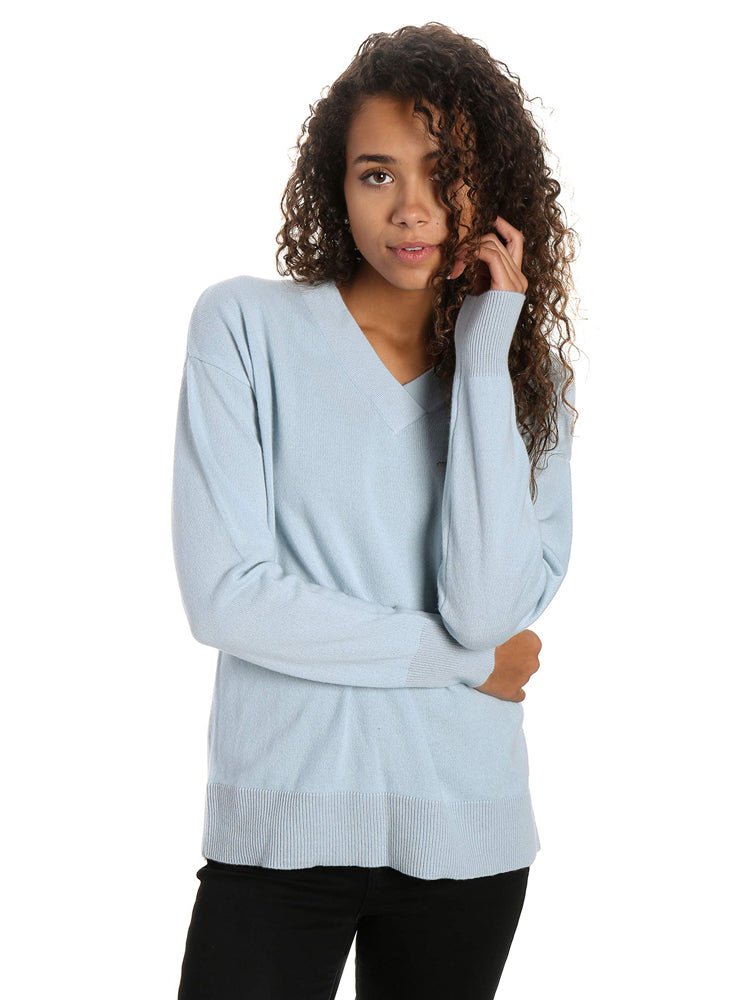 Zainuno Moizni Women's 100% Cashmere Deep V-Neck Sweater pullover-sweaters La Vie Bien Zainuno Moizni Women's 100% Cashmere Deep V-Neck Sweater