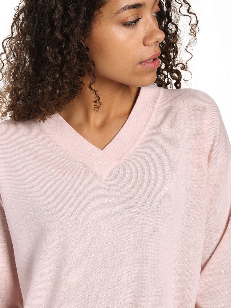 Zainuno Moizni Women's 100% Cashmere Deep V-Neck Sweater pullover-sweaters La Vie Bien Zainuno Moizni Women's 100% Cashmere Deep V-Neck Sweater