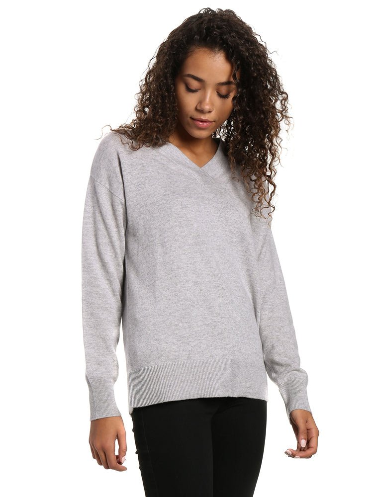 Zainuno Moizni Women's 100% Cashmere Deep V-Neck Sweater pullover-sweaters La Vie Bien Zainuno Moizni Women's 100% Cashmere Deep V-Neck Sweater