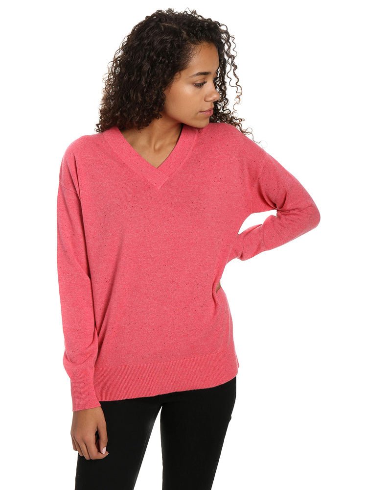 Zainuno Moizni Women's 100% Cashmere Deep V-Neck Sweater pullover-sweaters La Vie Bien Zainuno Moizni Women's 100% Cashmere Deep V-Neck Sweater