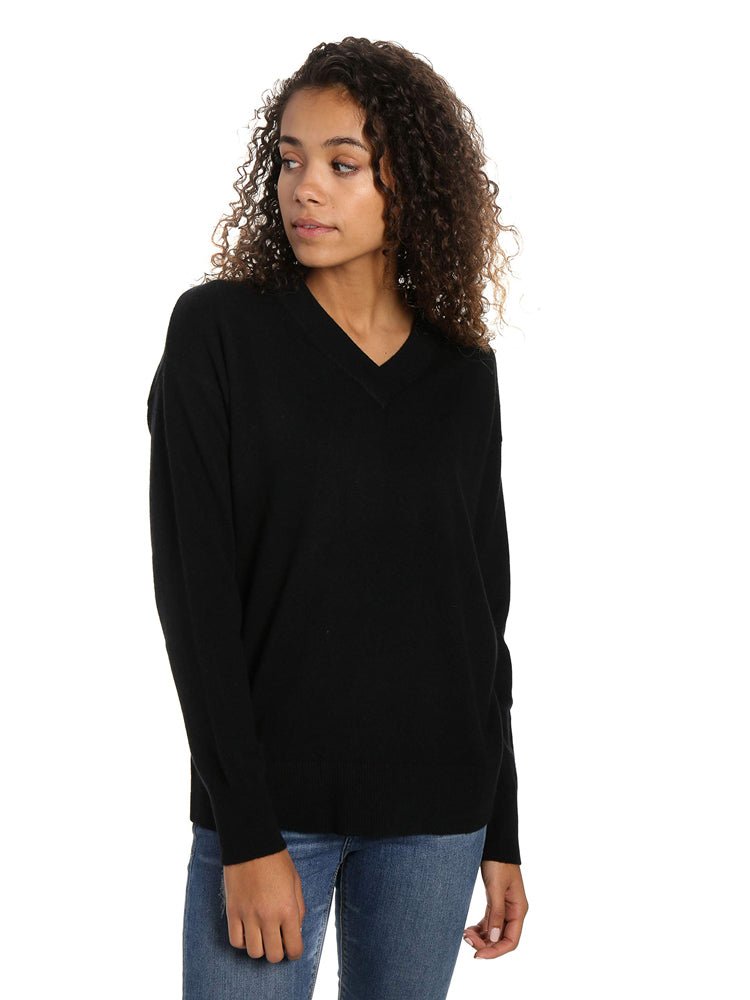 Zainuno Moizni Women's 100% Cashmere Deep V-Neck Sweater pullover-sweaters La Vie Bien Zainuno Moizni Women's 100% Cashmere Deep V-Neck Sweater