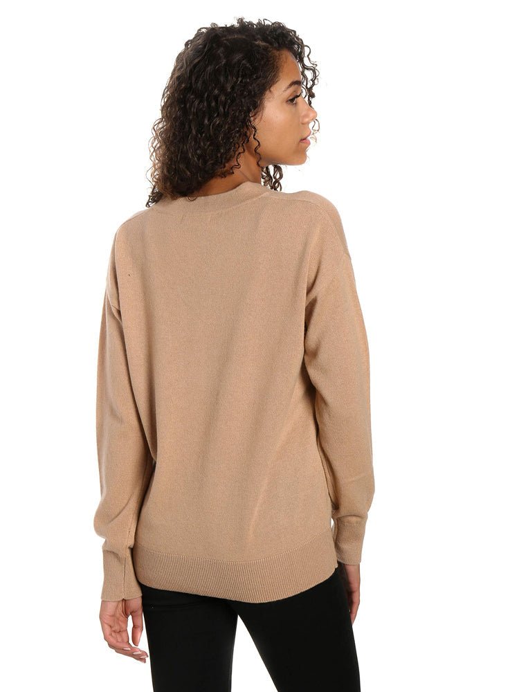 Zainuno Moizni Women's 100% Cashmere Deep V-Neck Sweater pullover-sweaters La Vie Bien Zainuno Moizni Women's 100% Cashmere Deep V-Neck Sweater