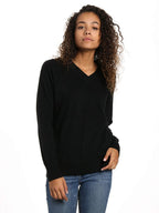 Zainuno Moizni Women's 100% Cashmere Deep V-Neck Sweater pullover-sweaters La Vie Bien Zainuno Moizni Women's 100% Cashmere Deep V-Neck Sweater