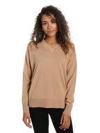 Zainuno Moizni Women's 100% Cashmere Deep V-Neck Sweater pullover-sweaters La Vie Bien Zainuno Moizni Women's 100% Cashmere Deep V-Neck Sweater