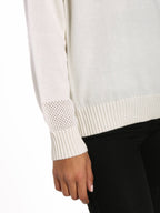 Zainuno Moizni Women's 100% Cashmere V-Neck Sweater with Mesh Sleeve pullover-sweaters La Vie Bien Zainuno Moizni Women's 100% Cashmere V-Neck Sweater with Mesh Sleeve