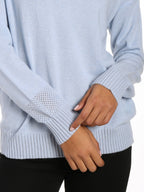 Zainuno Moizni Women's 100% Cashmere V-Neck Sweater with Mesh Sleeve pullover-sweaters La Vie Bien Zainuno Moizni Women's 100% Cashmere V-Neck Sweater with Mesh Sleeve
