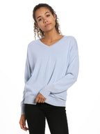 Zainuno Moizni Women's 100% Cashmere V-Neck Sweater with Mesh Sleeve pullover-sweaters La Vie Bien Zainuno Moizni Women's 100% Cashmere V-Neck Sweater with Mesh Sleeve