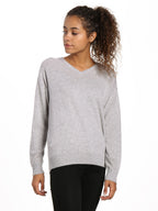Zainuno Moizni Women's 100% Cashmere V-Neck Sweater with Mesh Sleeve pullover-sweaters La Vie Bien Zainuno Moizni Women's 100% Cashmere V-Neck Sweater with Mesh Sleeve